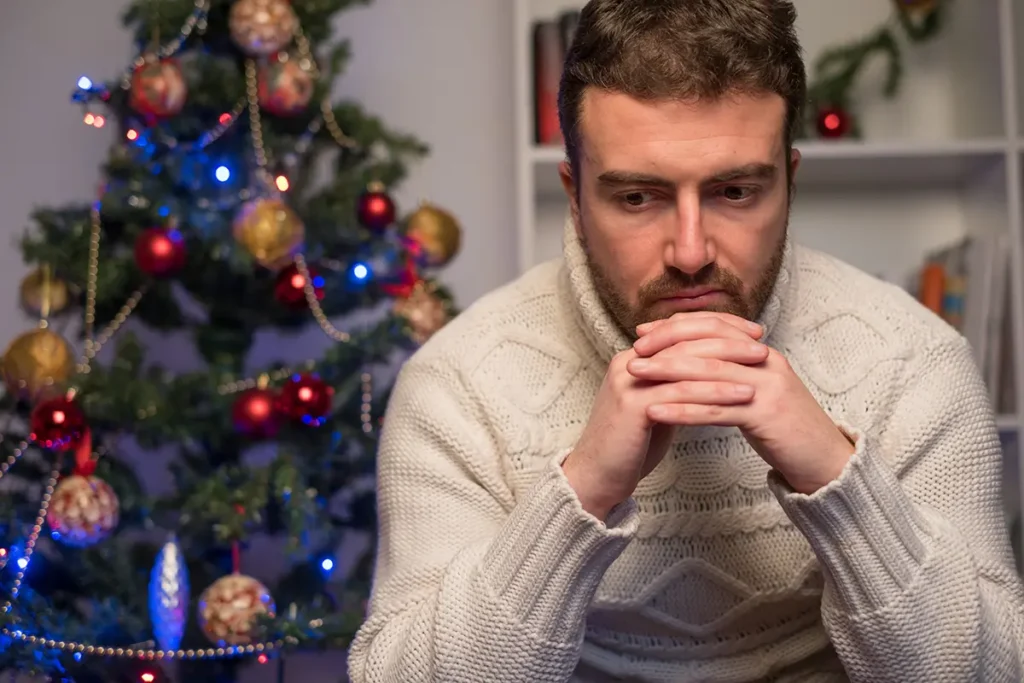 Man contemplating divorce during holidays