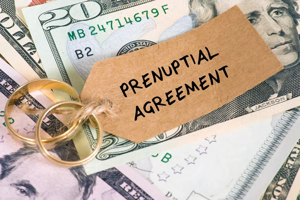 Prenuptial agreement, dollar bills